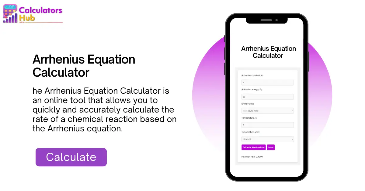 Arrhenius Equation Calculator