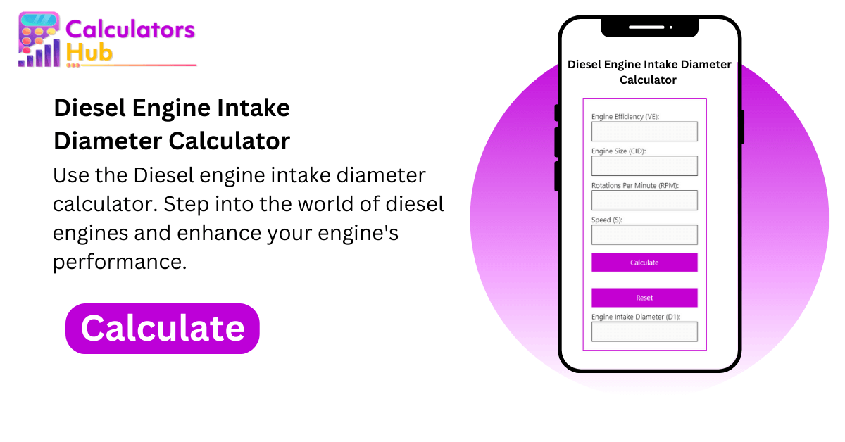 Diesel Engine Intake Diameter Calculator