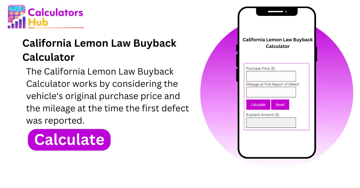 California Lemon Law Buyback Calculator