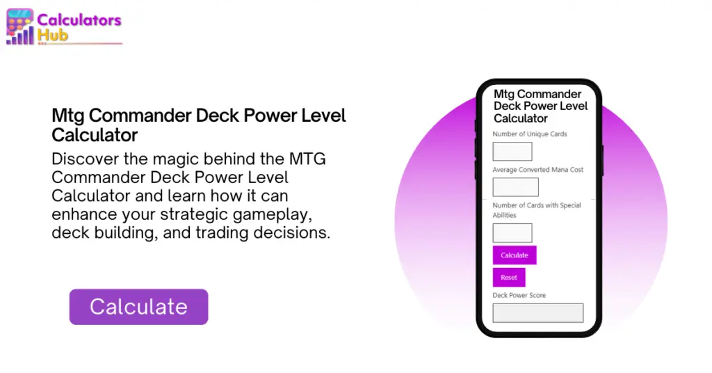 Mtg Commander Deck Power Level Calculator Online CalculatorsHub