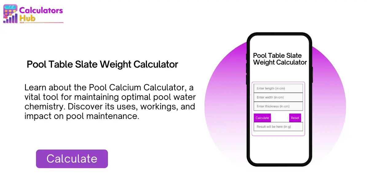 Pool Table Slate Weight Calculator