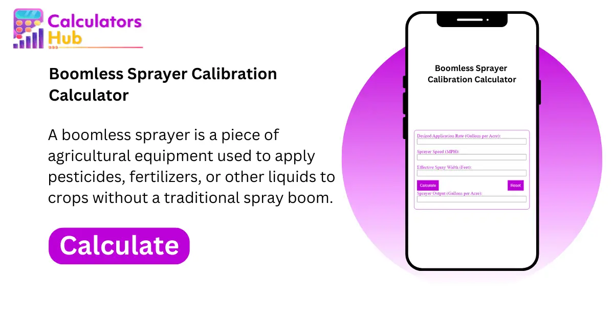 Boomless Sprayer Calibration Calculator