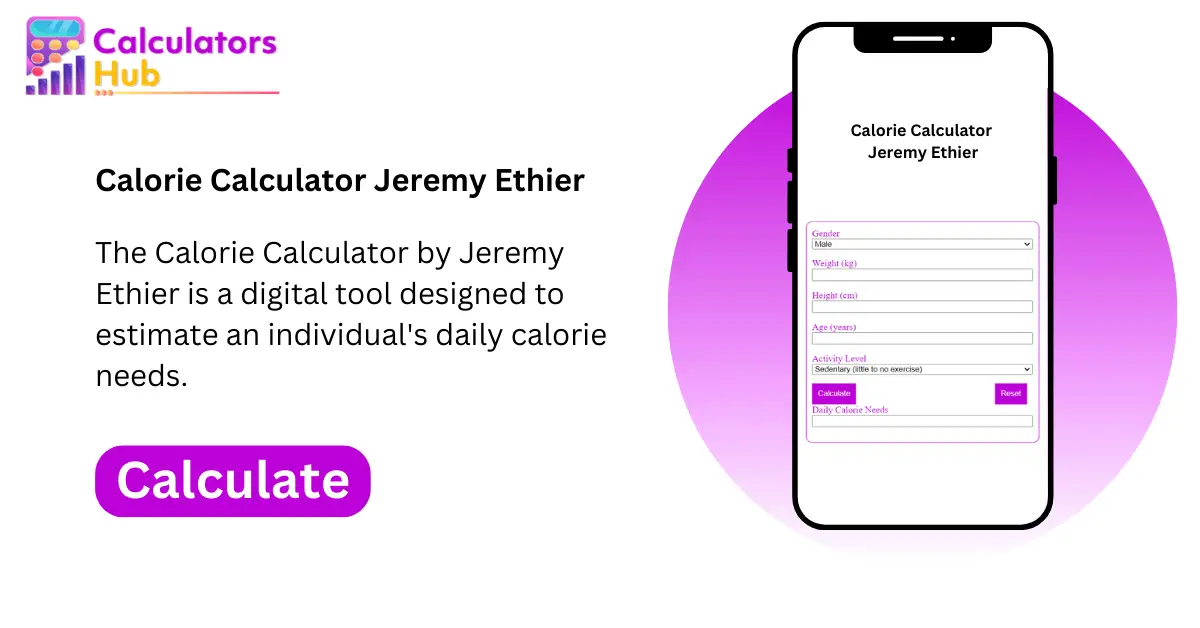 Calorie Calculator Jeremy Ethier
