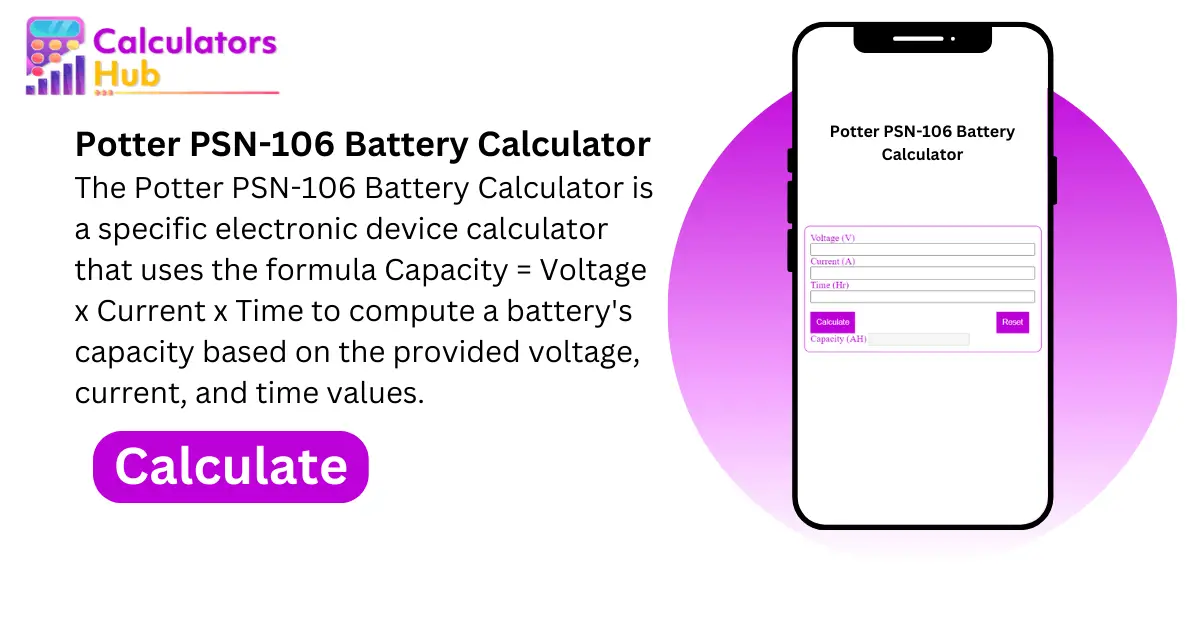 Potter PSN-106 Battery Calculator