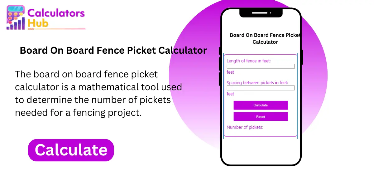 Board On Board Fence Picket Calculator