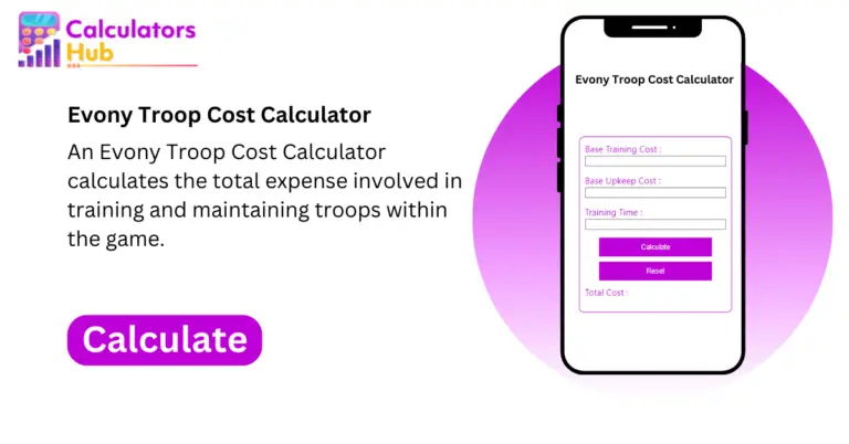 Evony Troop Cost Calculator