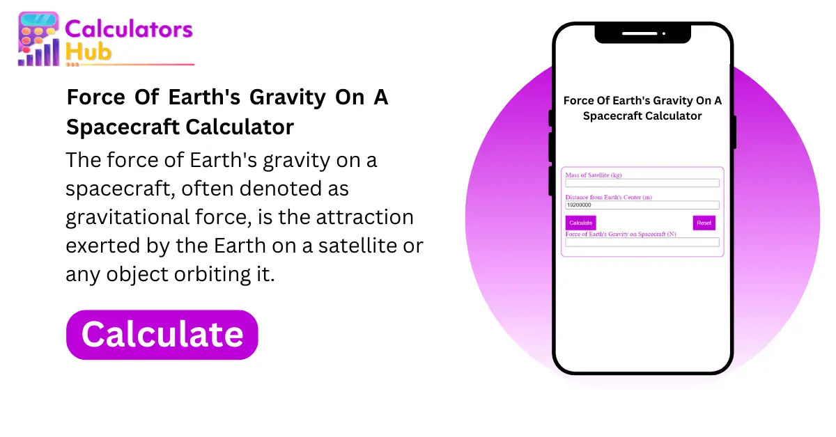 Force Of Earth's Gravity On A Spacecraft Calculator