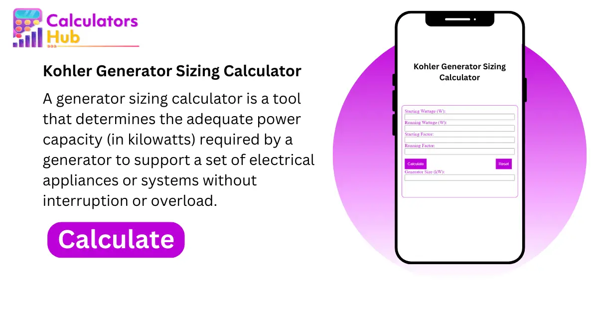 Kohler Generator Sizing Calculator Online