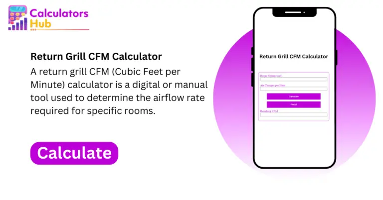 Return Grill CFM Calculator Online