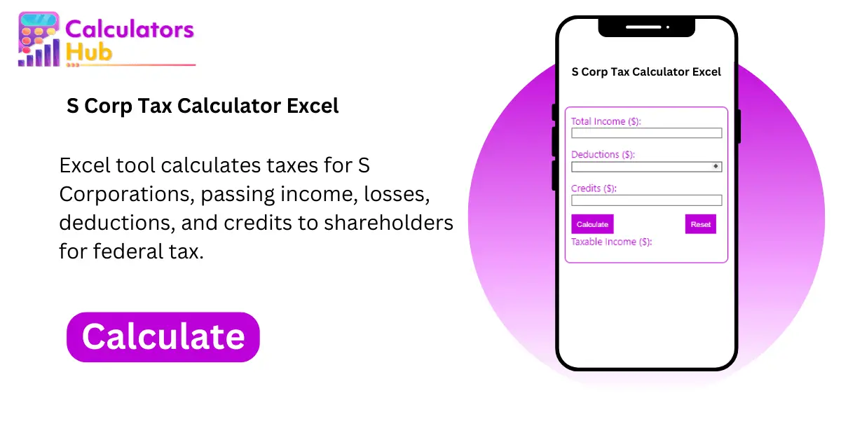 S Corp Tax Calculator Excel