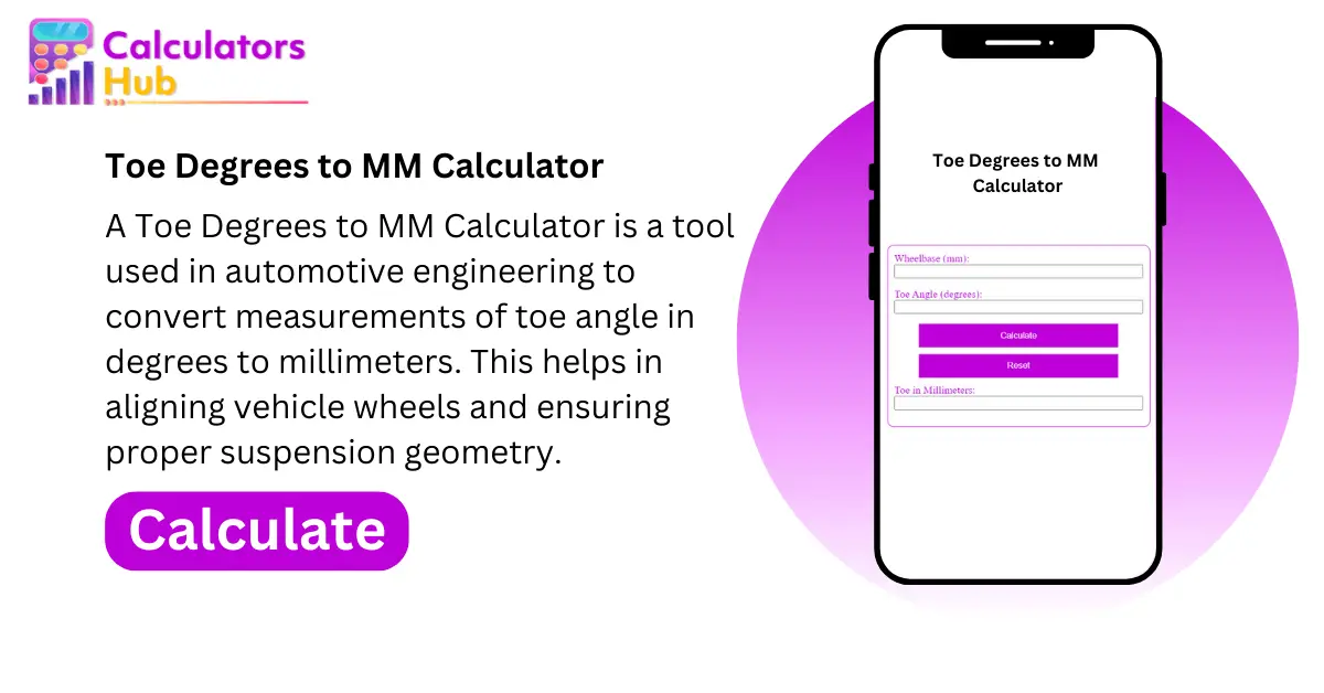Toe Degrees to MM Calculator