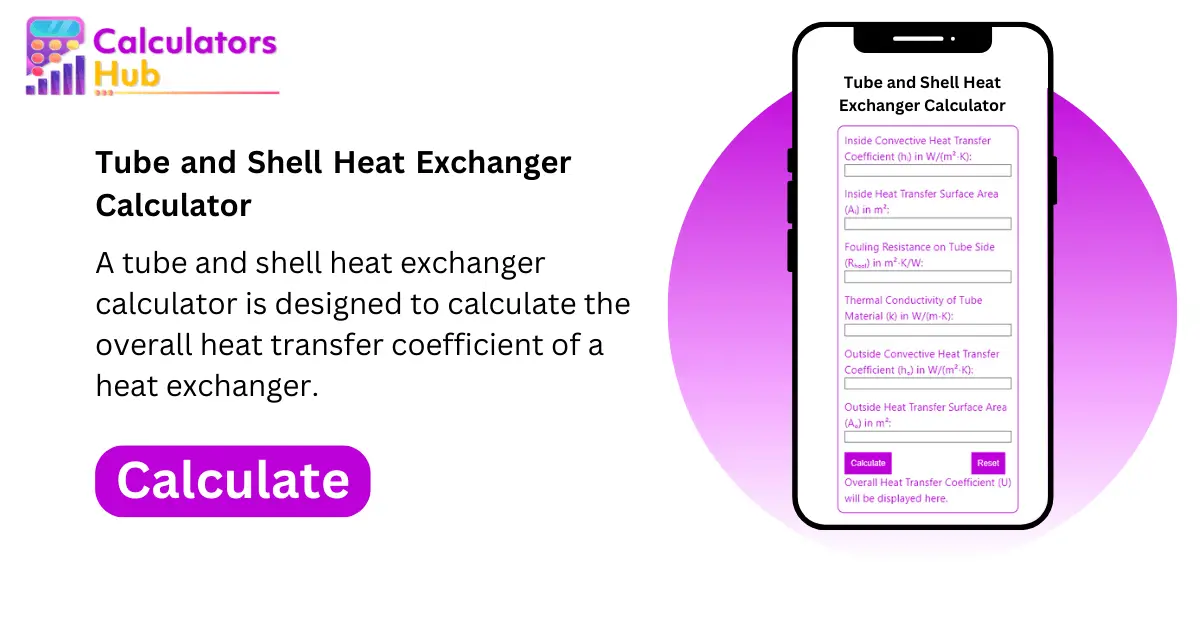 Tube and Shell Heat Exchanger Calculator