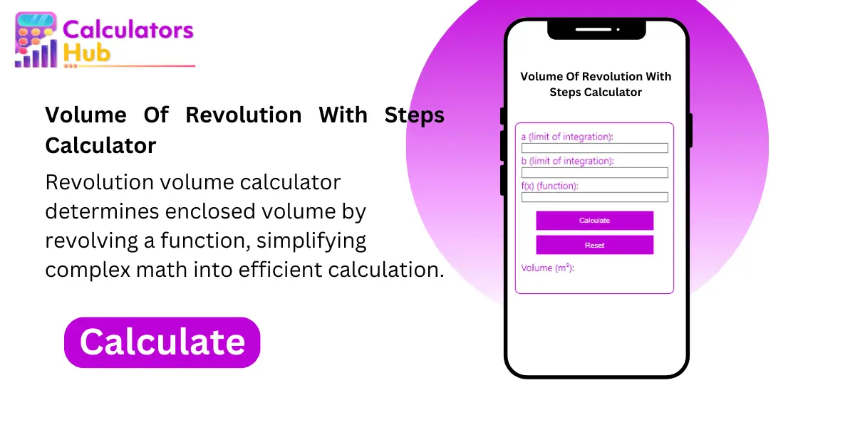 Volume Of Revolution With Steps Calculator
