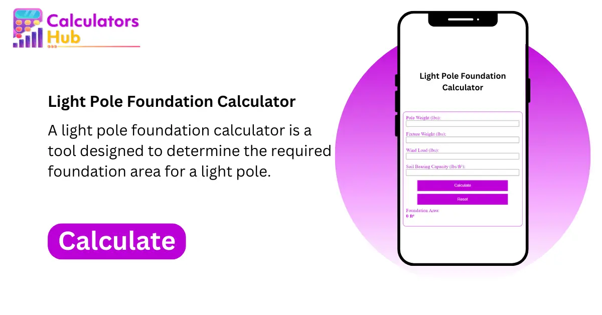 Light Pole Foundation Calculator