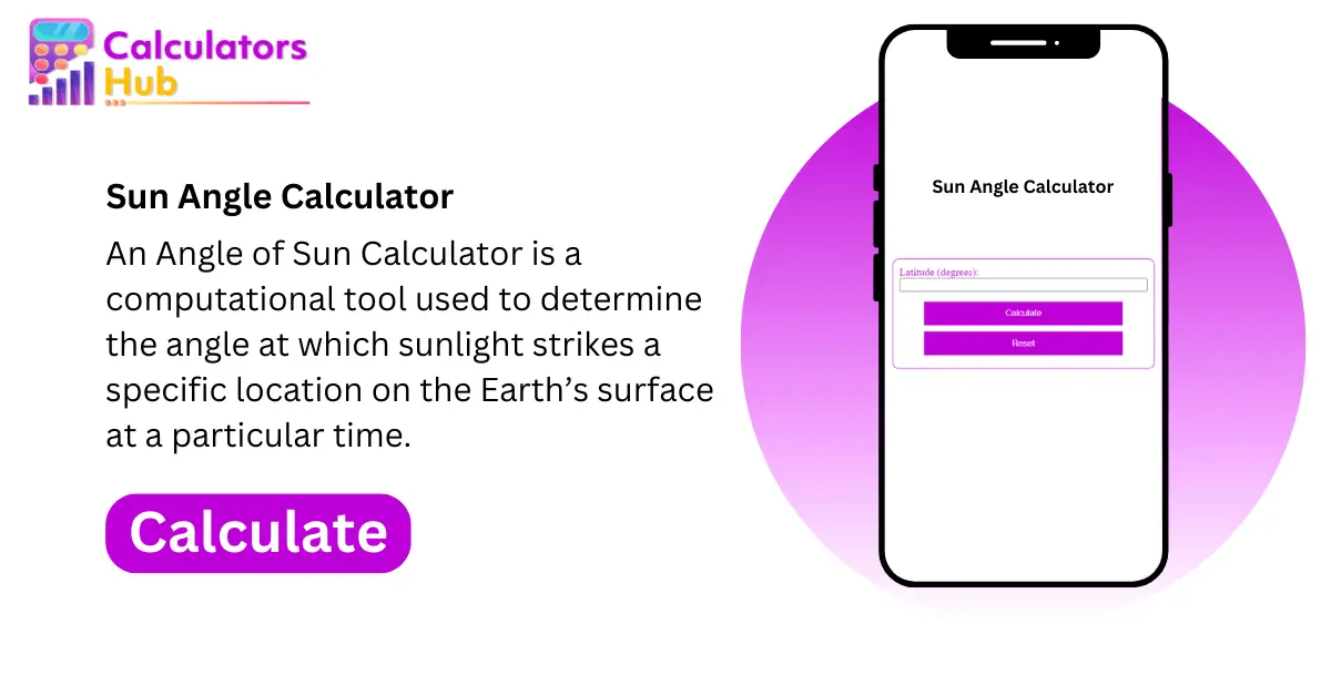 Calculateur d'angle du soleil