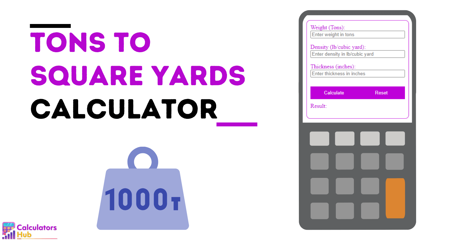 Tons to Square Yards Calculator