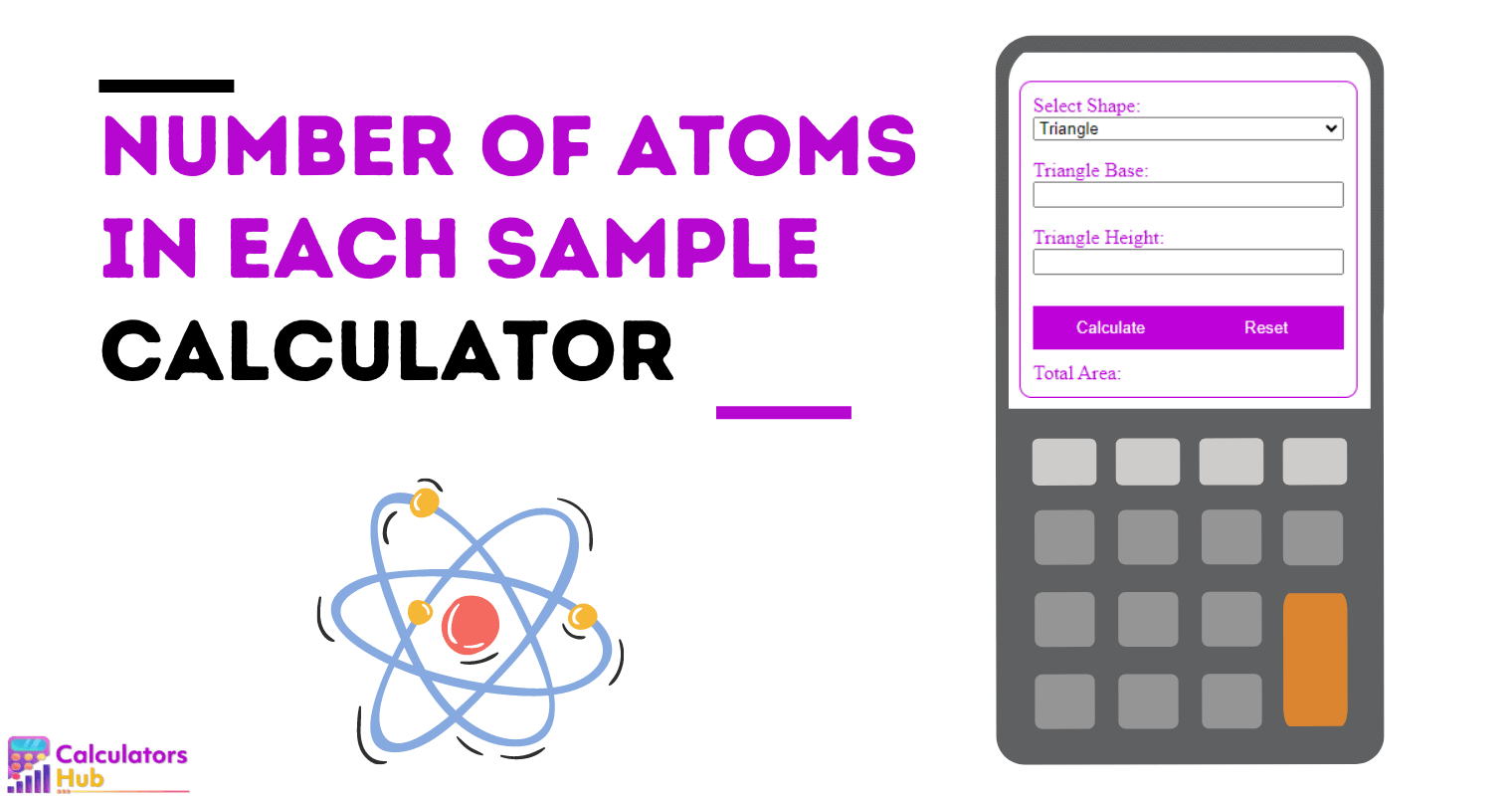 Número de átomos em cada calculadora de amostra