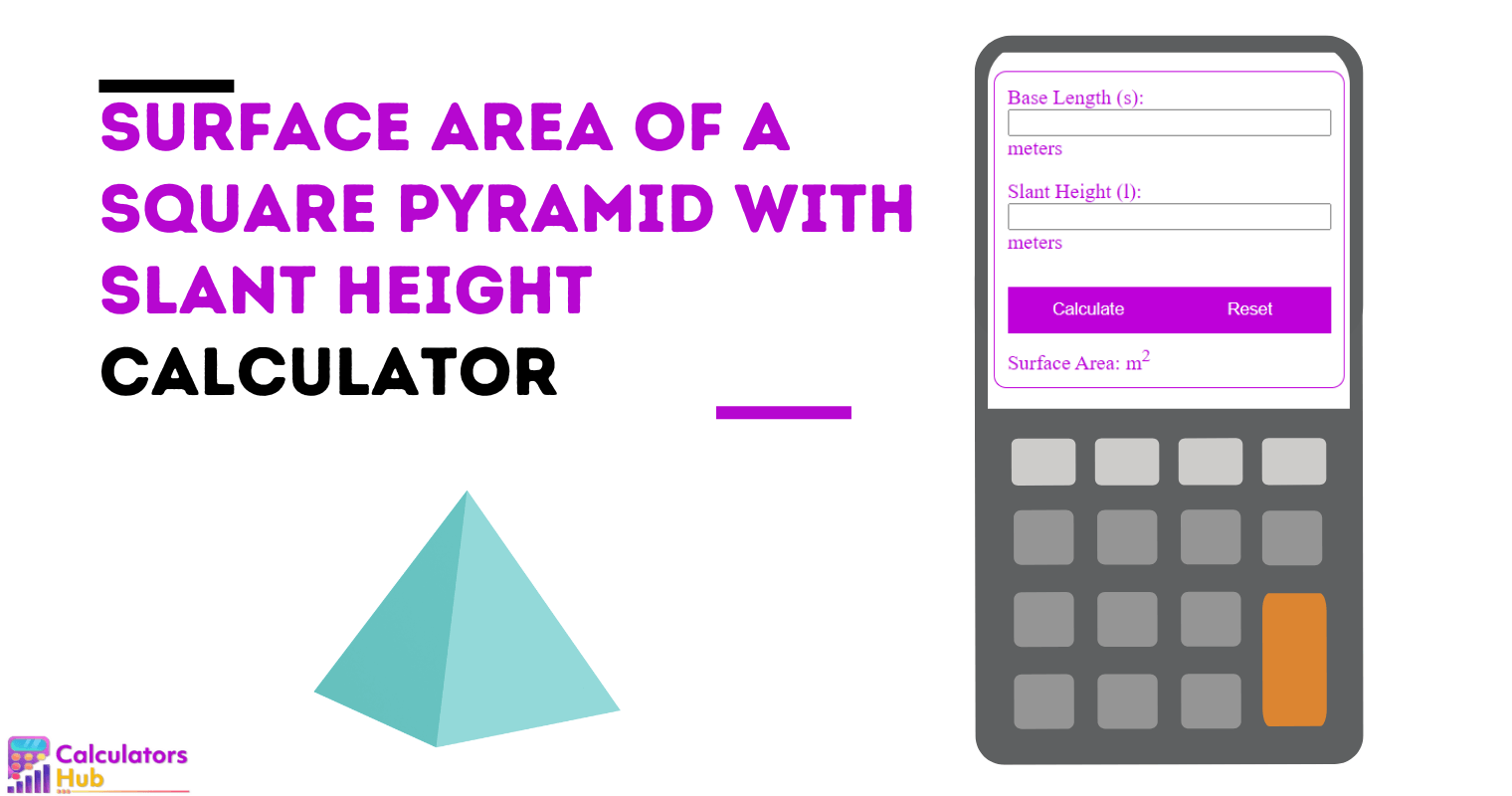 Surface Area of a Square Pyramid With Slant Height Calculator